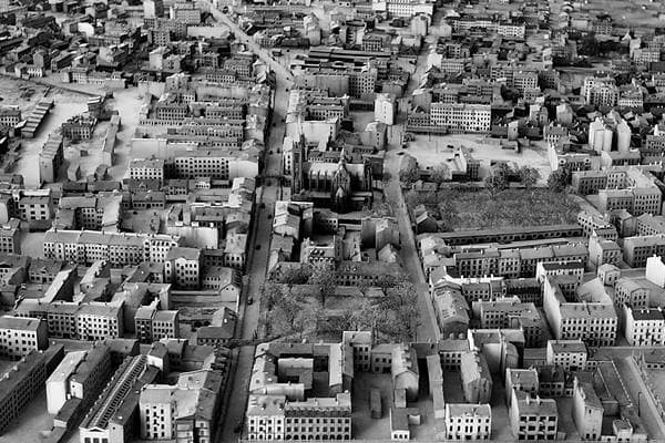 Modell mit Lageplan des Litzmannstadt-Ghettos in der Gedenkstätte Radegast in Łódź.