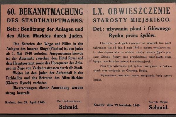 Bekanntmachungen der deutschen Besatzungsmacht in Polen, die jüdische Menschen während des Zweiten Weltkriegs diskriminieren und aus dem öffentlichen Leben ausschließen